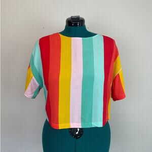 Rainbow Striped Crop Top, Size L